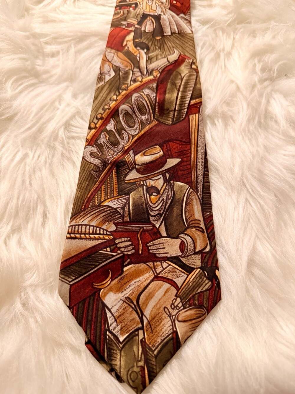 The Beatles Rocky Raccoon 1968 Silk Necktie Saloon Theme